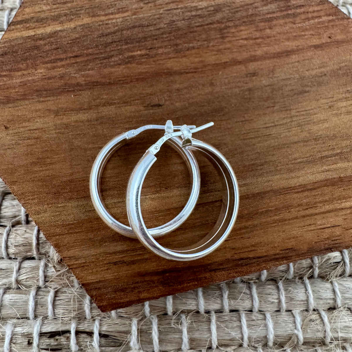 Sterling Silver Wide Hoop Earrings