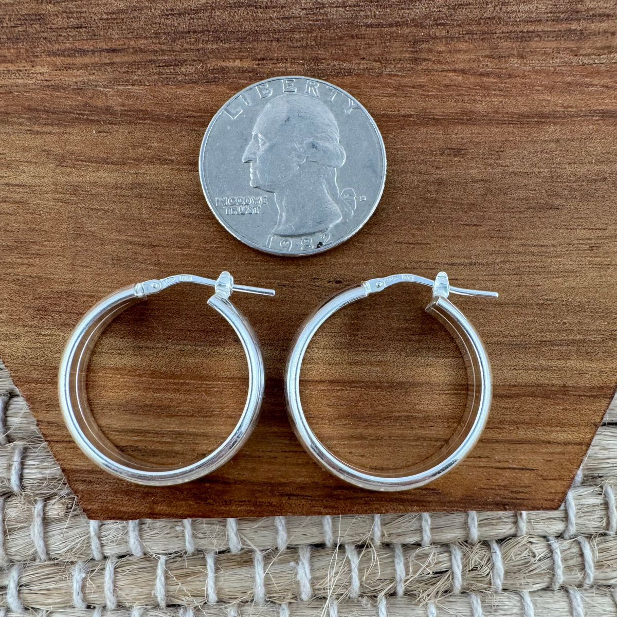 Sterling Silver Wide Hoop Earrings