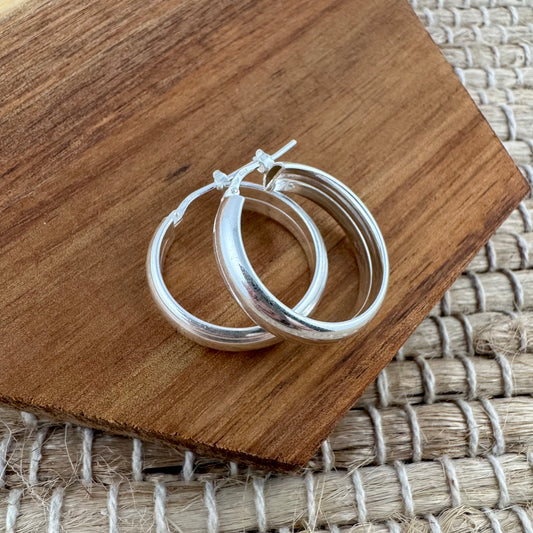 Sterling Silver Wide Hoop Earrings