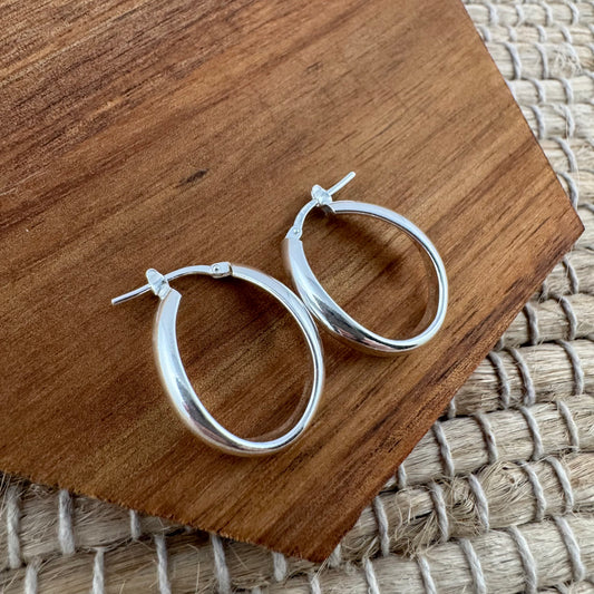 Sterling Silver Oval Hoop Earrings