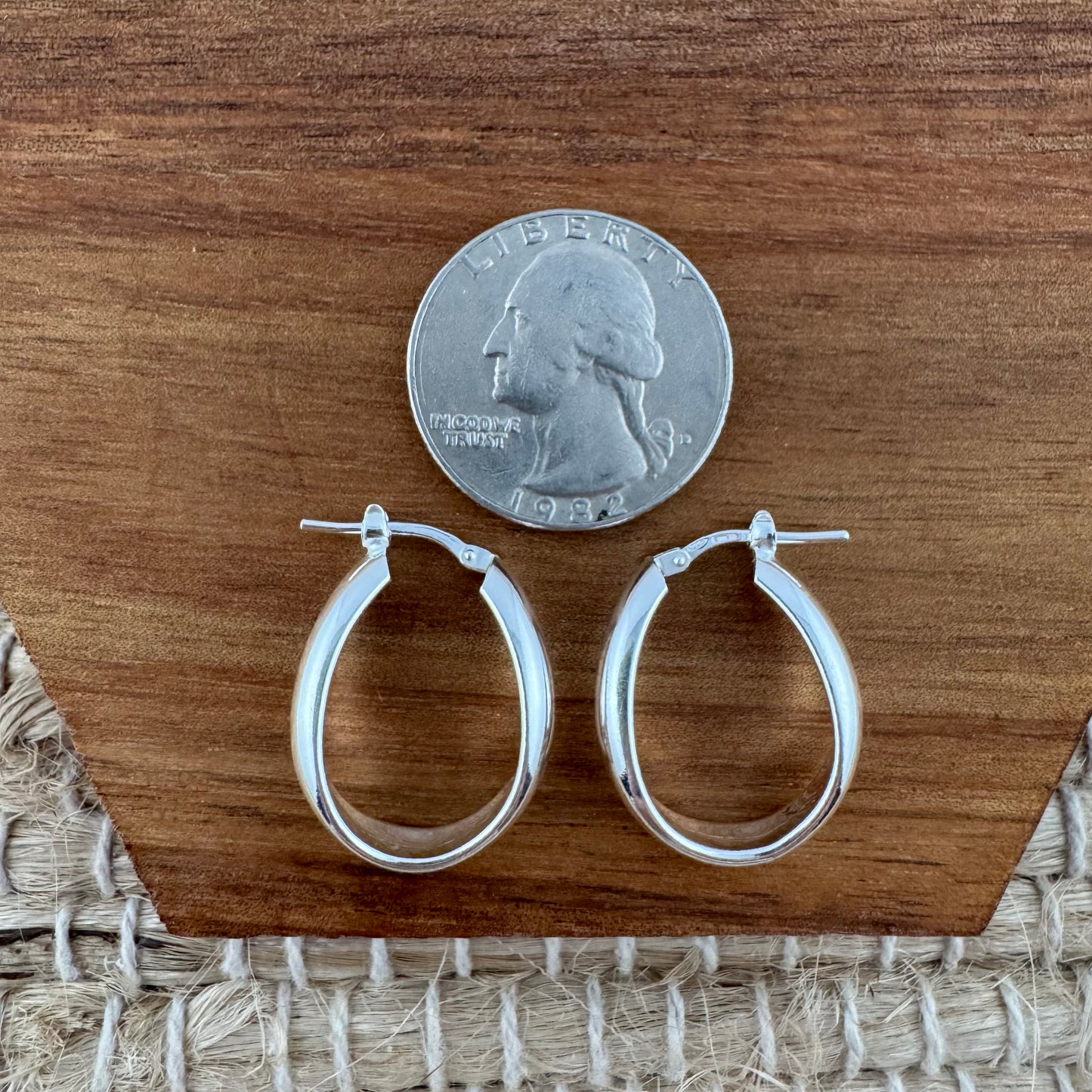 Sterling Silver Oval Hoop Earrings
