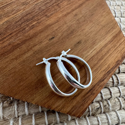 Sterling Silver Oval Hoop Earrings