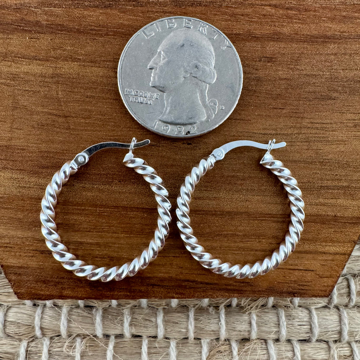 Sterling Silver Twist Hoop Earrings
