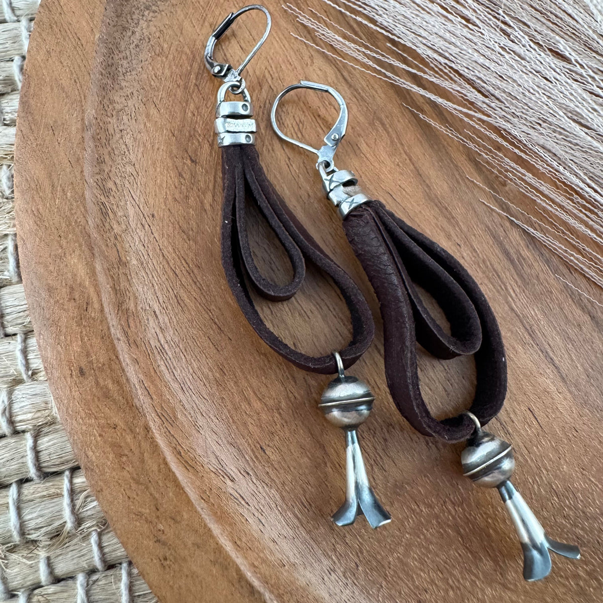 Sterling Silver & Leather Earrings