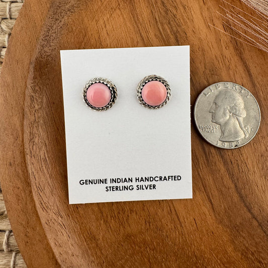 Pink Conch Shell Round Studs