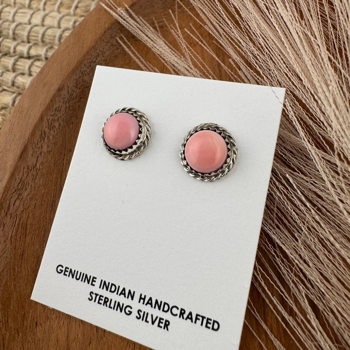 Pink Conch Shell Round Studs