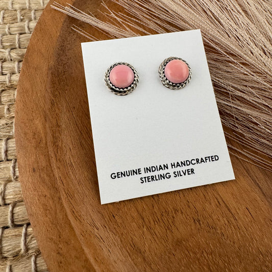 Pink Conch Shell Round Studs