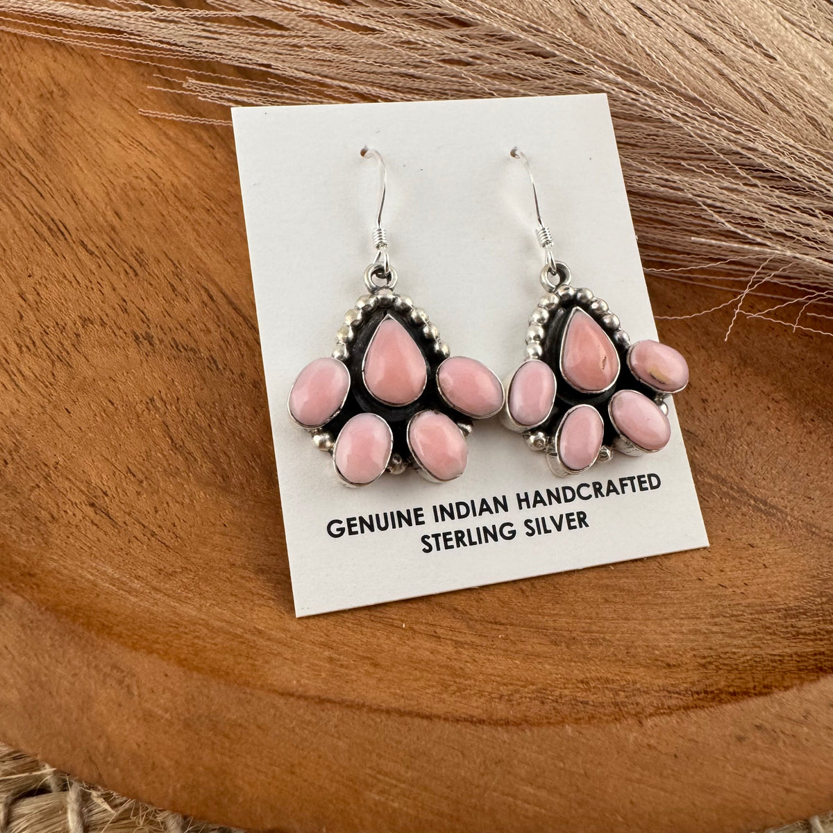 Pink Conch Shell Cluster Earrings