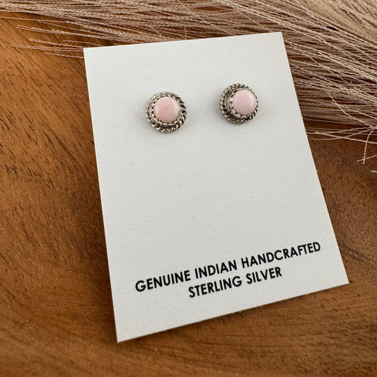 Round Pink Conch Shell Studs - Small
