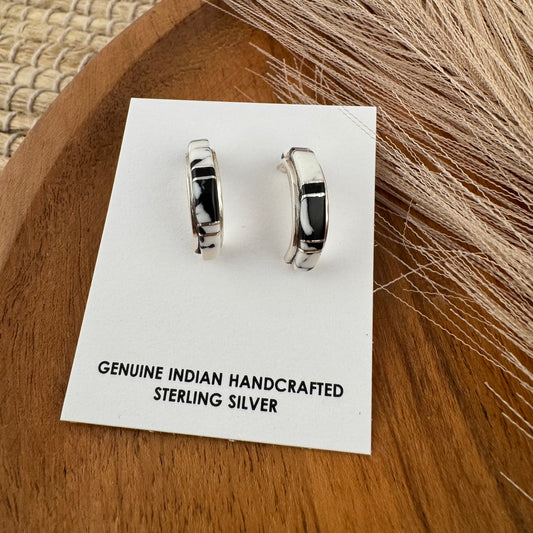 White Buffalo Inlay Hoop Earrings