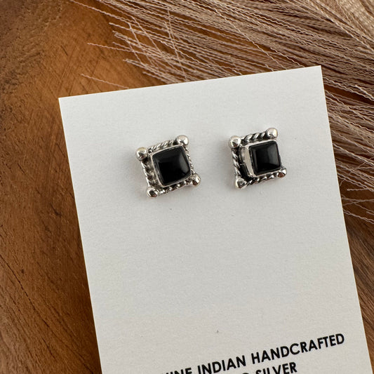 Black Onyx Small Square Studs