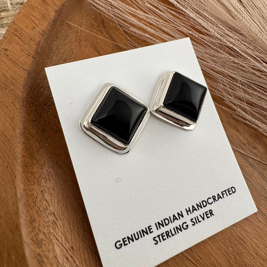 Black Onyx Large Square Studs