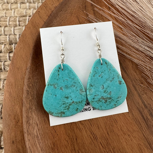 Kingman Turquoise Triangle Slab Earrings