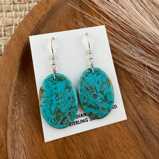Kingman Turquoise Oval Slab Earrings