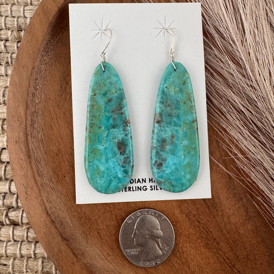 Long Kingman Turquoise Slab Earrings