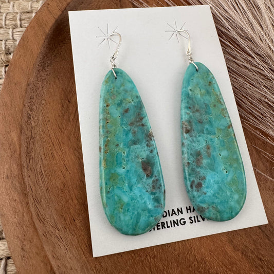 Long Kingman Turquoise Slab Earrings