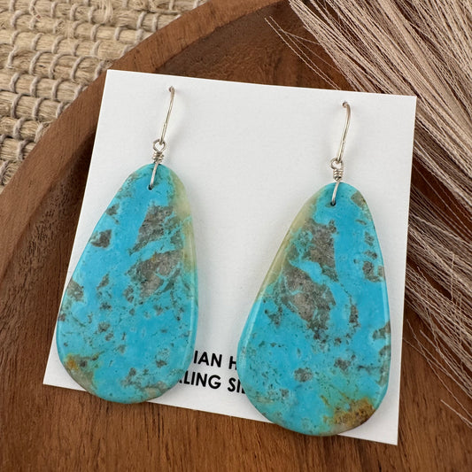 Large Teardrop Kingman Turquoise Slab Earrings