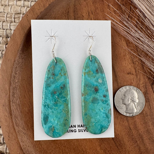 Long Kingman Turquoise Slab Earrings