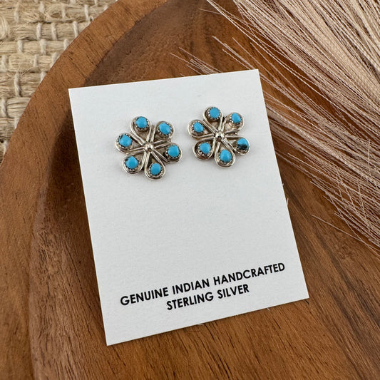 Turquoise Flower Stud Earrings