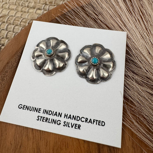 Large Turquoise Flower Studs