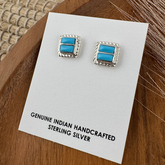 Square Inlay Turquoise Studs