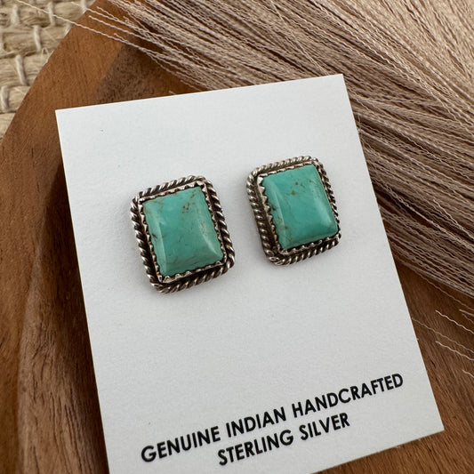 Kingman Turquoise Rectangle Studs