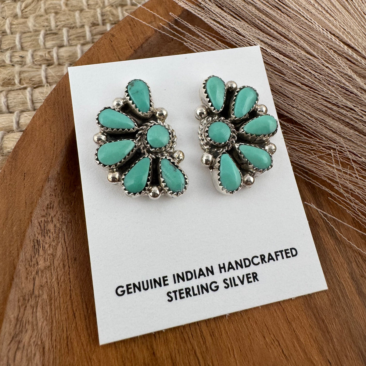 Half Flower Kingman Turquoise Studs