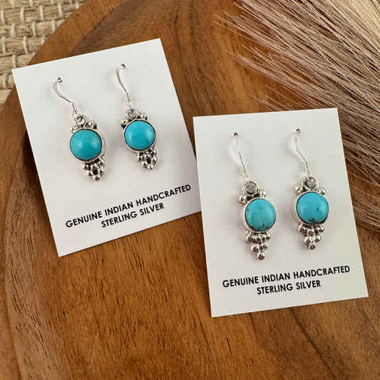Kingman Turquoise w/ Silver Detail Earrings