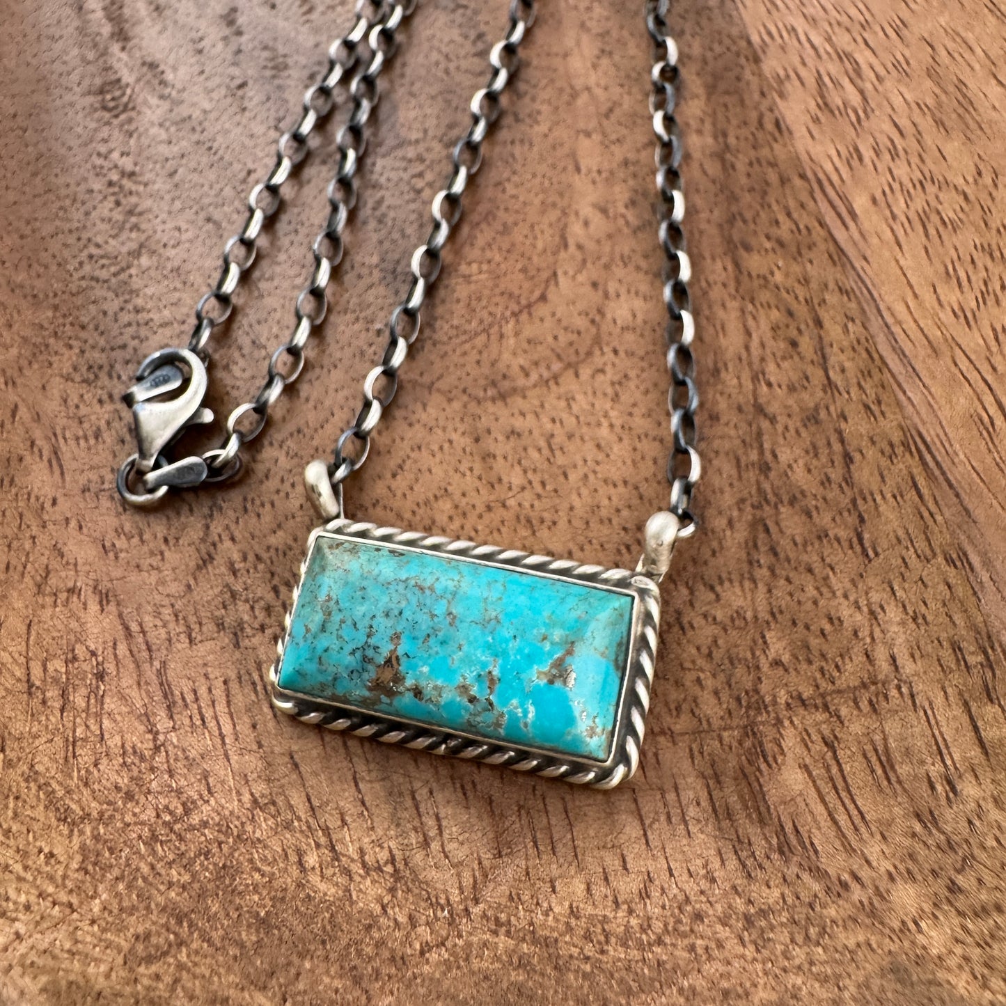 #8 Turquoise Wide Bar Necklace