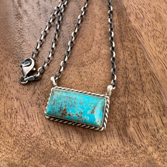 #8 Turquoise Wide Bar Necklace