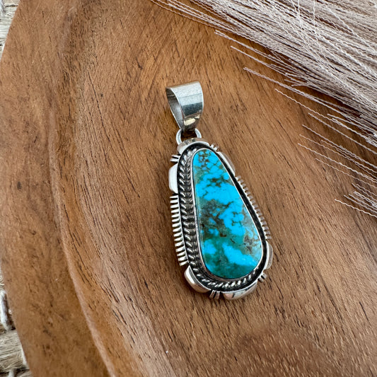 Long Kingman Turquoise Pendant