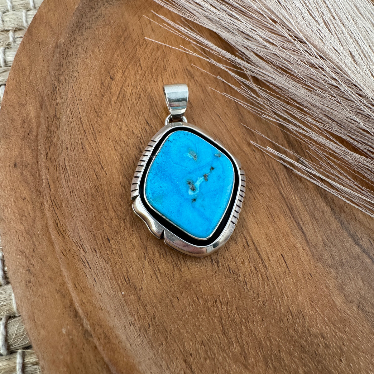 Kingman Turquoise Diamond Pendant