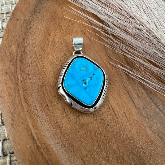 Kingman Turquoise Diamond Pendant