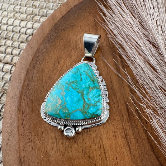 Large Triangle Kingman Turquoise Pendant