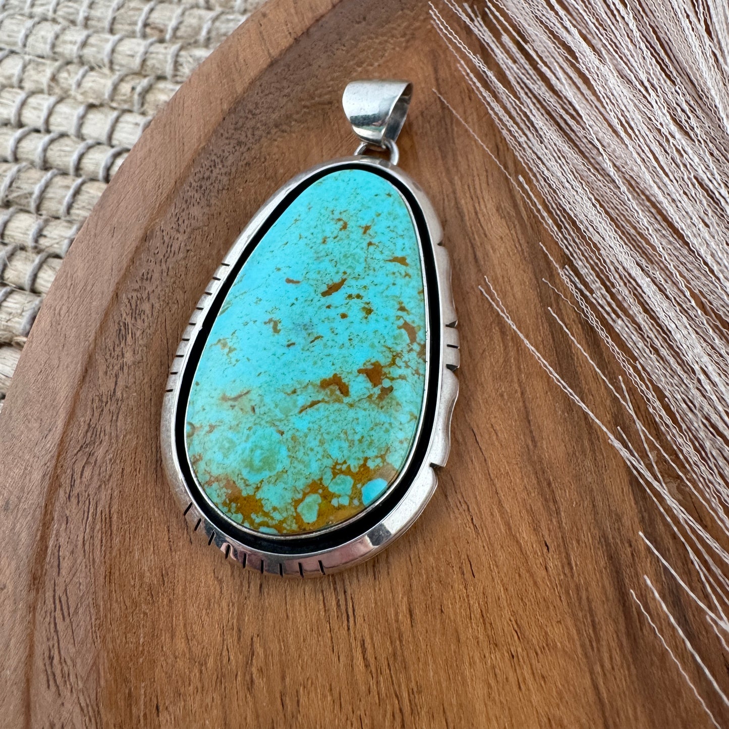 Large Oval Tyrone Turquoise Pendant